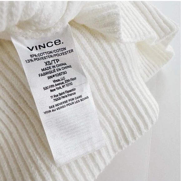 NEW Vince Women's White Ribbed Cotton Sweater Crew Neck Pullover Size XS - Picture 5 of 5